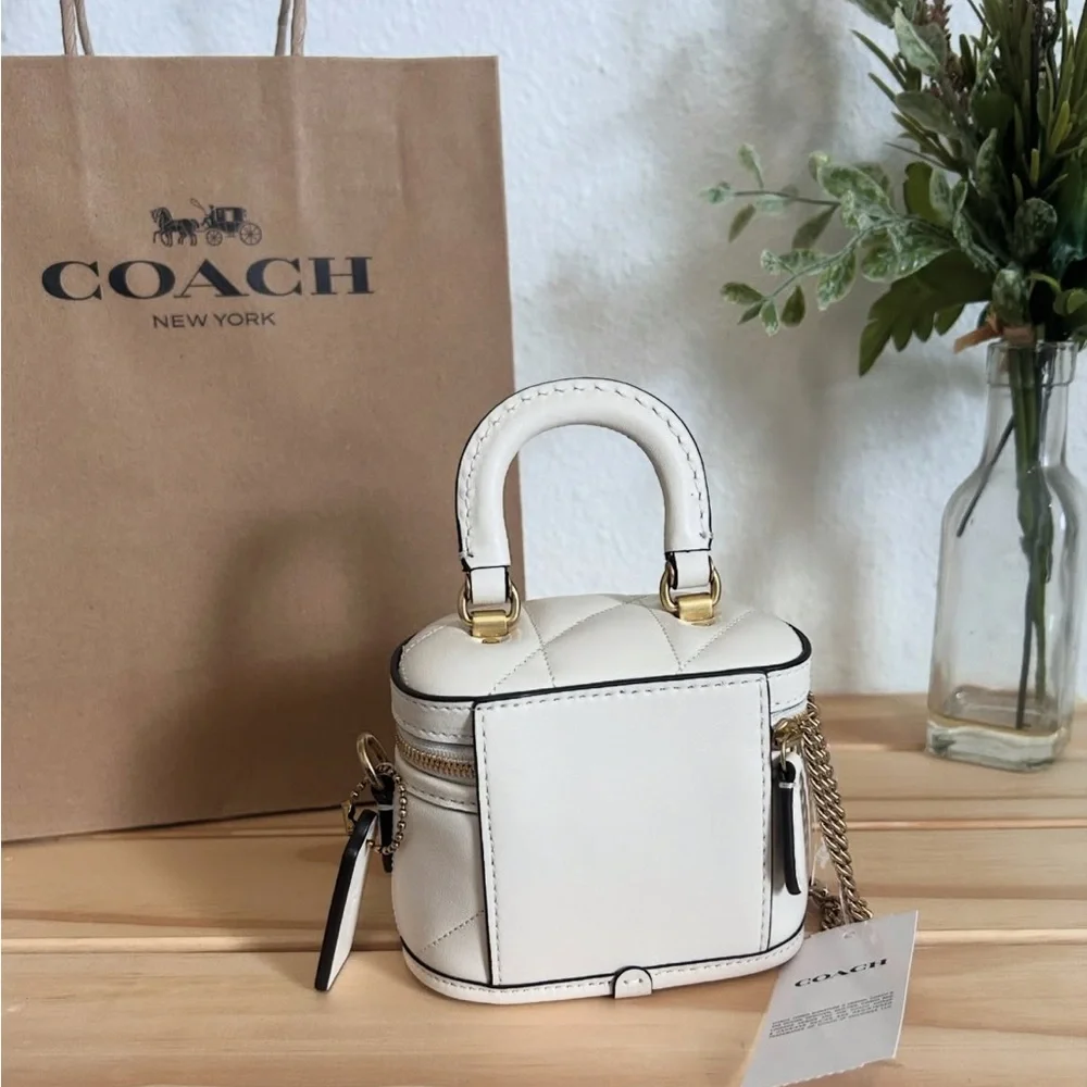 NWT💕Coach Trail Mini Nappa Crossbody Bag 12 With Pillow Quilting in Chalk CU144 - Picture 6 of 7